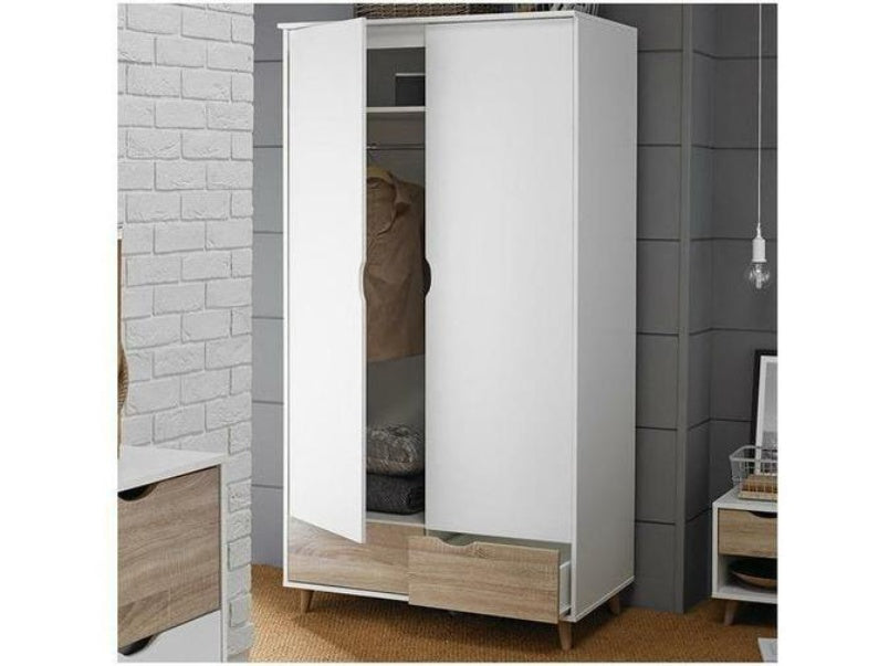 Stockholm 2 Door Wardrobe White-Oak