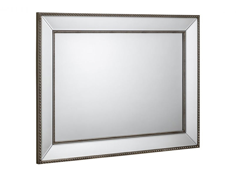 Symphony Beaded Wall Mirror Pewter With Bevelled Glass