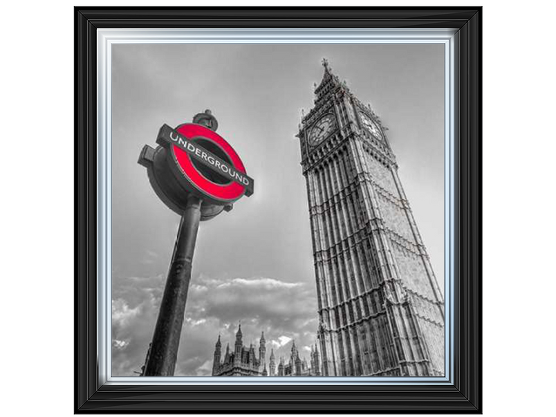 Underground sign by Big Ben - B&W