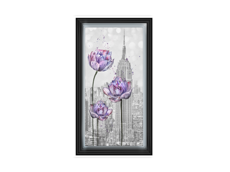 Floral print over Empire State Building