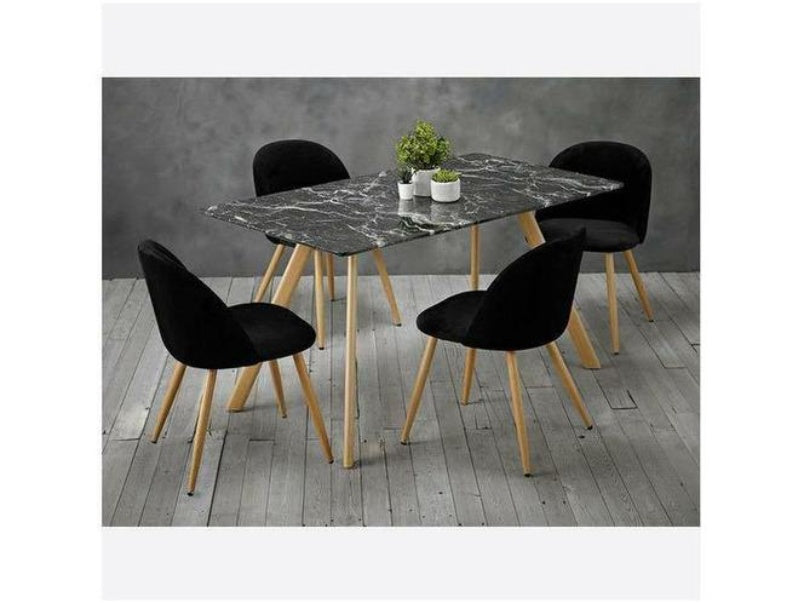 Venice Black Dining Table Marble Effect