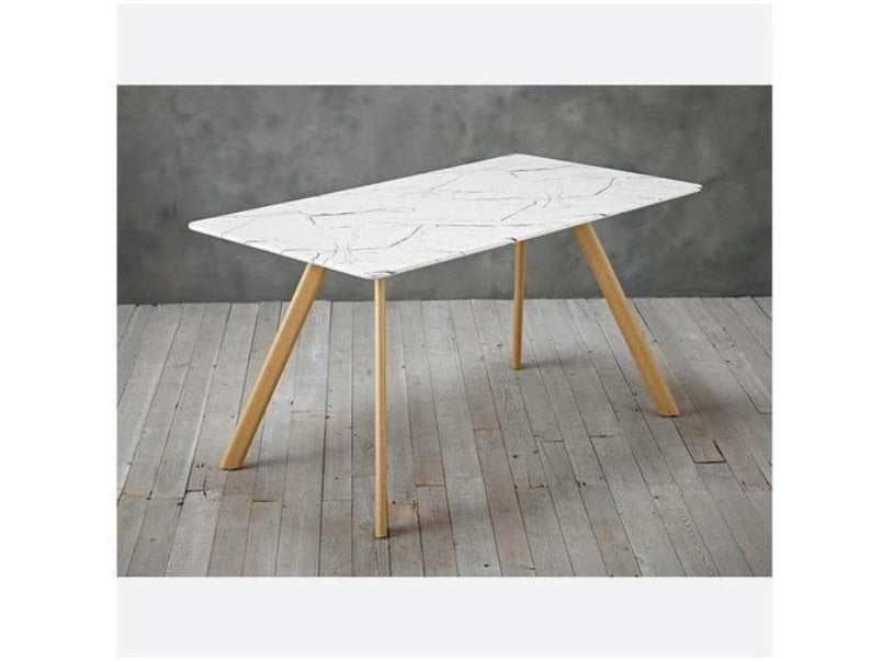 Venice White Dining Table Marble Effect