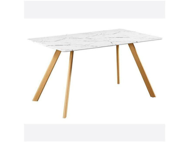 Venice White Dining Table Marble Effect