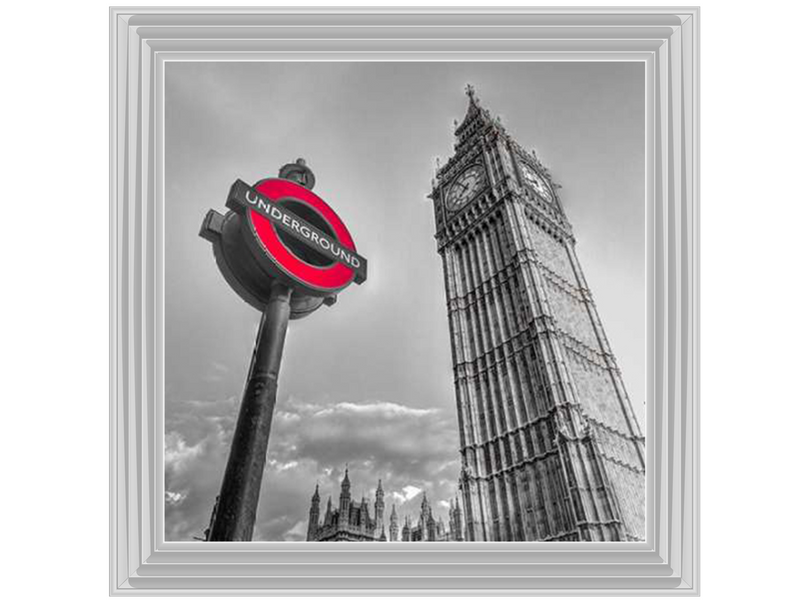 Underground sign by Big Ben - B&W