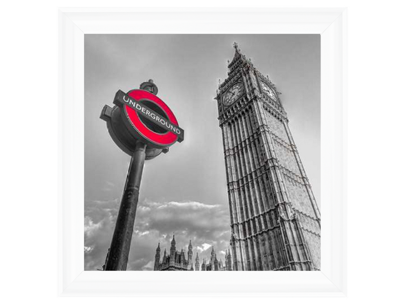 Underground sign by Big Ben - B&W