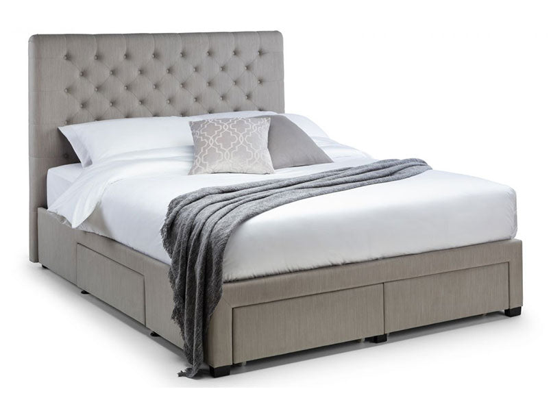 Wilton Deep Buttoned 4 Drawer Bed Grey Linen